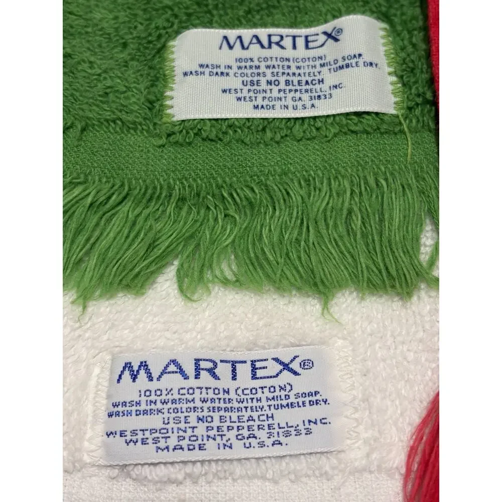 Martex Hand Towel Lot (3) Christmas Red Green White Embroidered Vintage